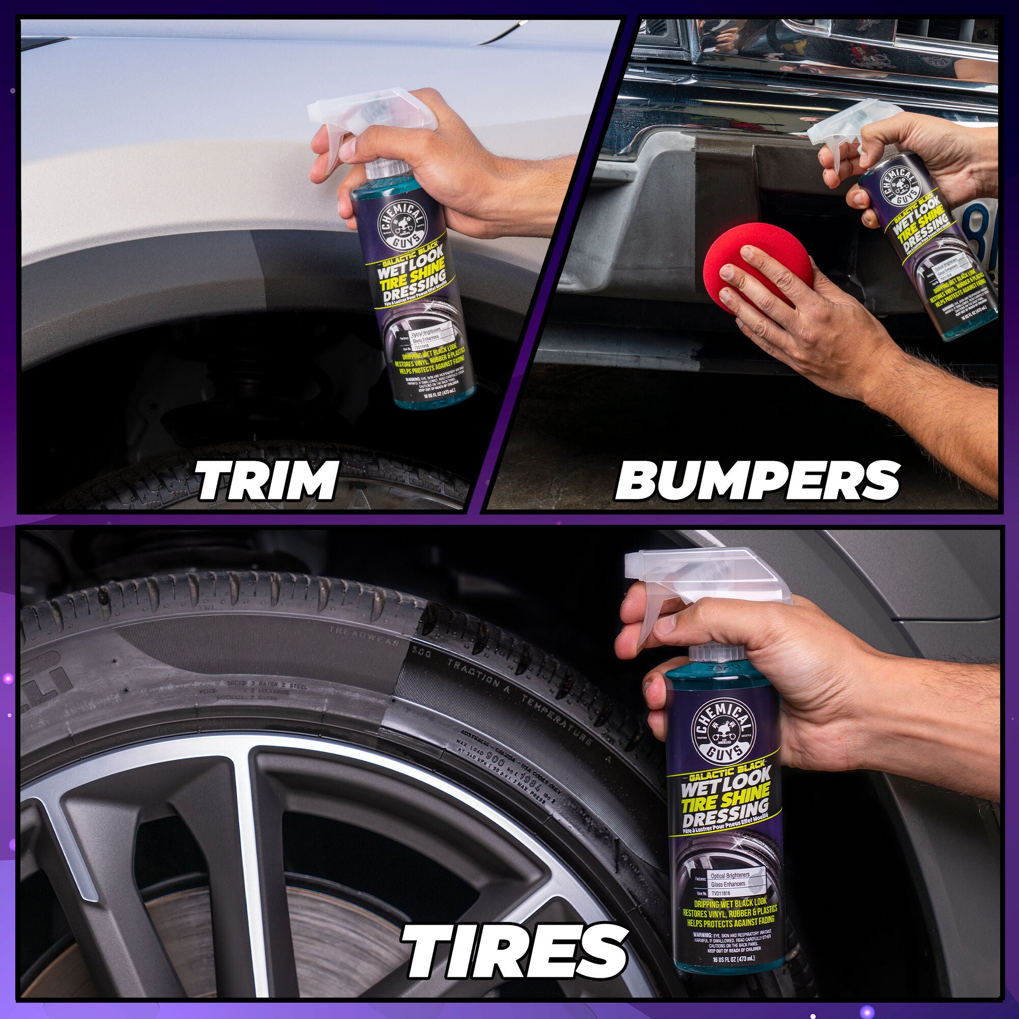 Galactic Black Wet Look Tire Shine Dressing - Image 4