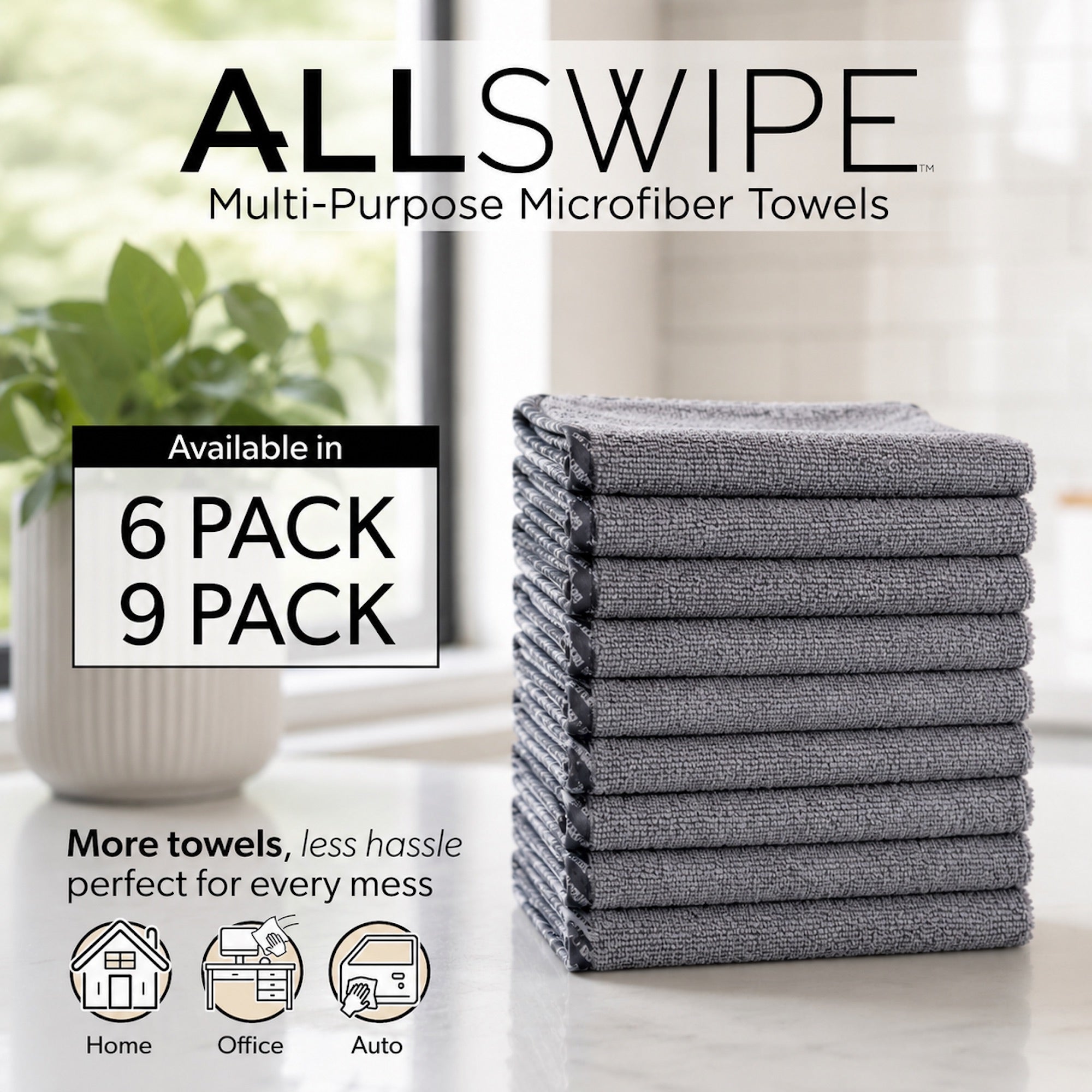 Gray AllSwipe Multi-Purpose Microfiber Towels - Image 2
